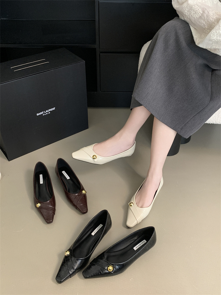 Women's Square Toe Mary Jane Shoes Low Heel Slip On PU Leather 2025 Spring Fashion